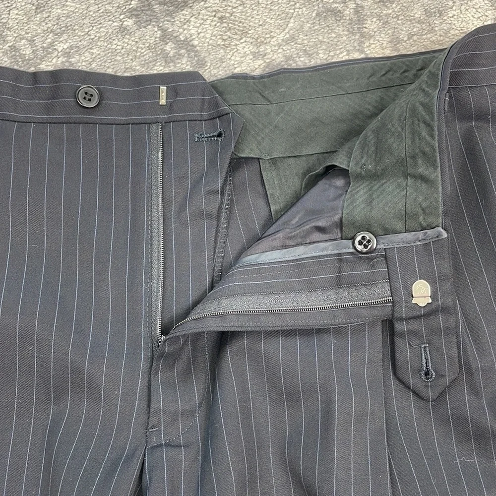 Joseph Abboud Black Pinstripe Suit Business Formal Wool Sz 42S Jacket 36 Pants